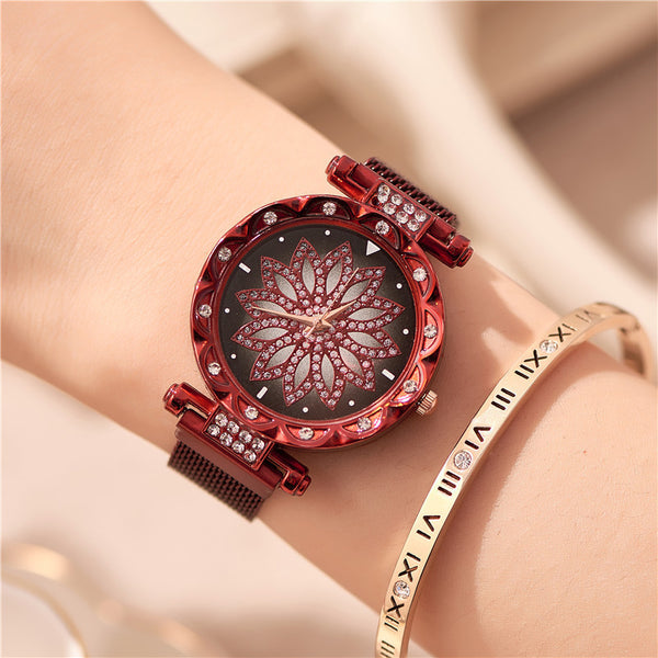 Deffrun Mesh Steel Band Unique Design Ladies Watches Gift Clock Quartz Watch