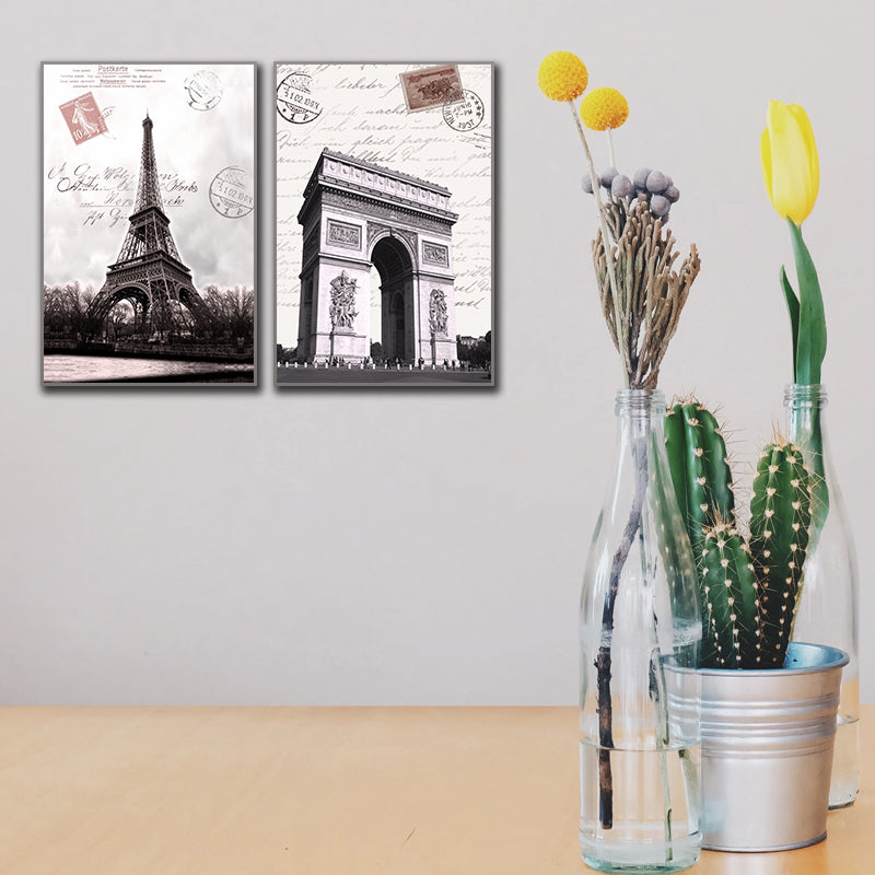 Miico Hand Painted Combination Decorative Paintings Paris Landscape Paintings Wall Art For Home Decoration