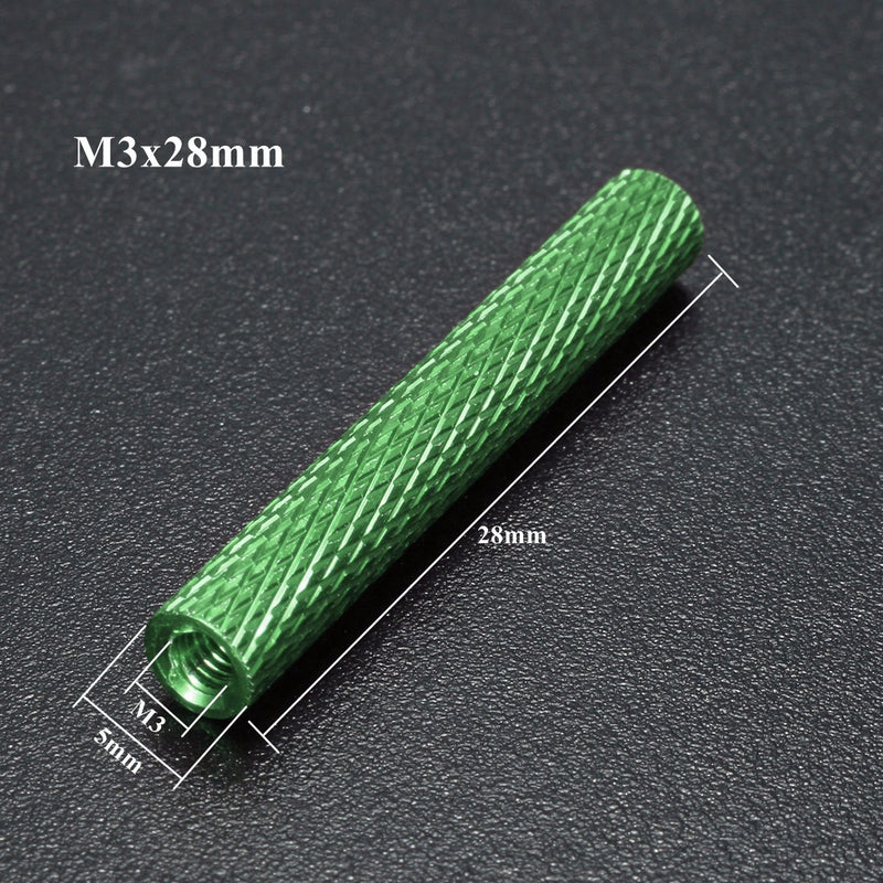 Suleve M3AS6 10Pcs M3 28mm Knurled Standoff Aluminum Alloy Anodized Spacer