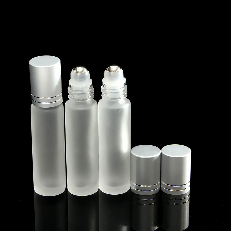 3mL Empty Frosted Glass Roll on Bottle Container Refillable Metal Roller Ball Essential Oil Bottle