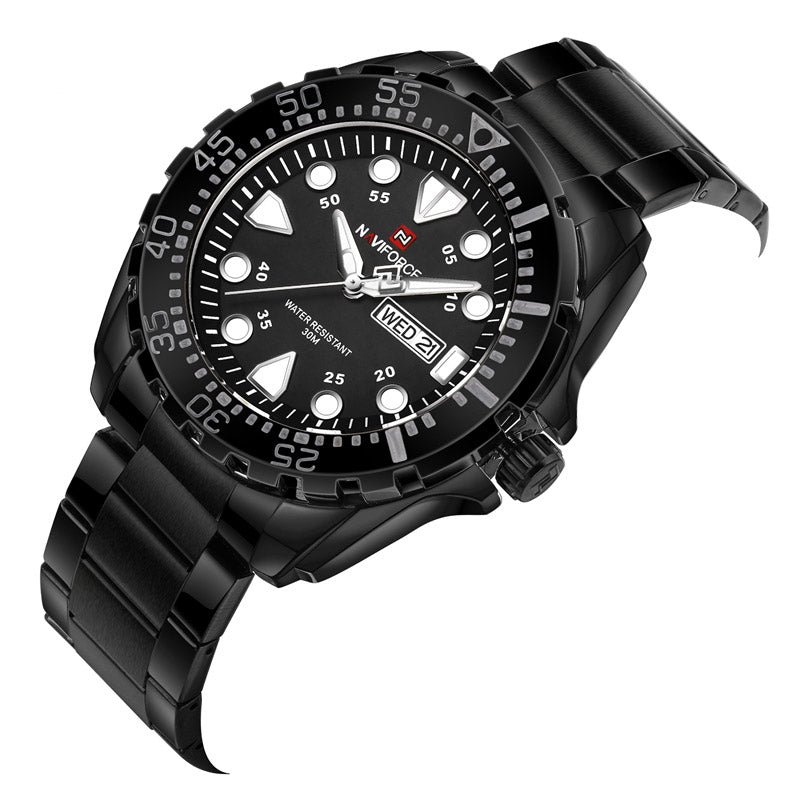 NAVIFORCE 9105 Business Style Male Wristwatch Stainless Steel Analog Quartz Watch
