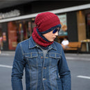 Men Women Outdoor Sports Bike Hat Winter Warm Knitted Baggy Beanie Cap Scarf Set