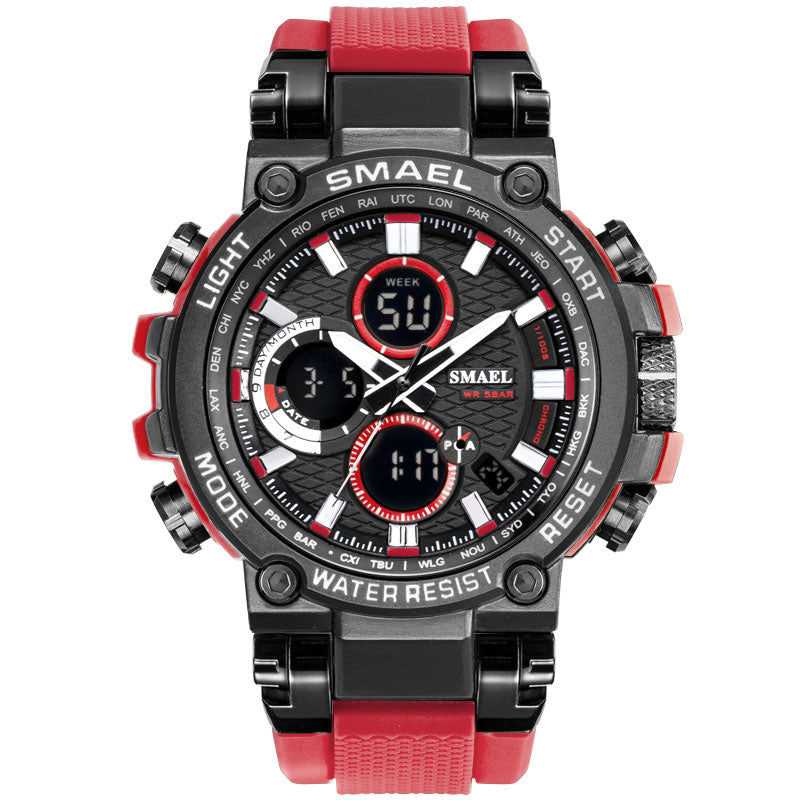 SMAEL 1803 Metal Case Luminous Needle 5ATM Waterproof Sport Dual Display Digital Watch