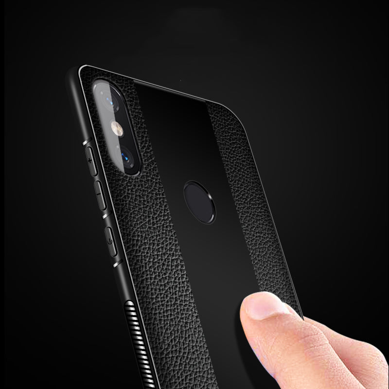 Bakeey Luxury Shockproof Soft Silicone PU Leather Tempered Glass Protective Case For Xiaomi Mi MIX 3