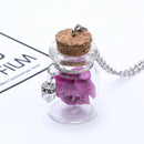Fashion Glass Tiny Wishing Bottle Charm Necklace Luminous Flower Long Necklace for Women