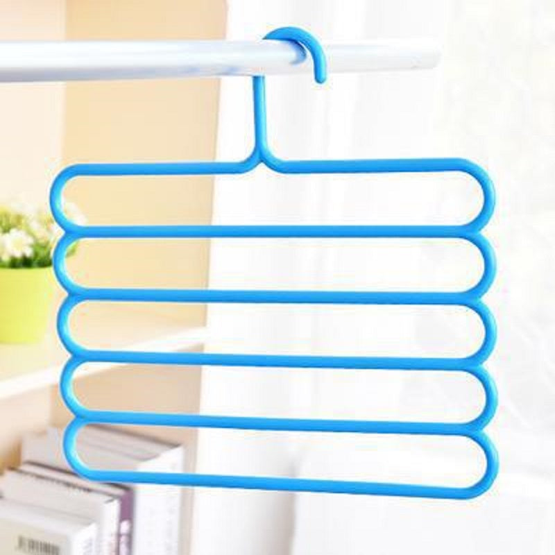 Multifunctional Anti Skid Trousers Rack 5 Layer Hanging Pants Cloth Plastic Hanger