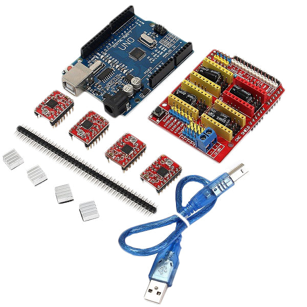 Geekcreit CNC Shield UNO-R3 Board 4xA4988 Driver Kit With Heat Sink For  Engraver 3D Printer