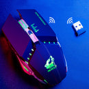 Free Wolf X11 Wireless Gaming Mouse 2400dpi Rechargeable 7 color Breathing Backlight Gamer Mice for Computer Laptop PC