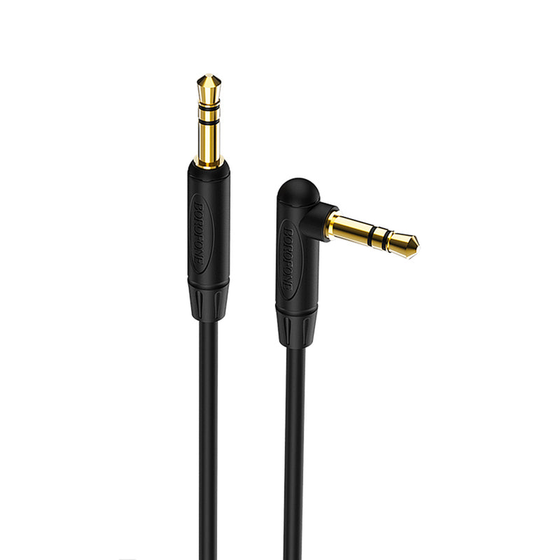 BOROFONE 3.5mm Male to Male 90 Degree Right Angle Audio AUX Data Cable For iPhone X 8Plus Oneplus 6T 7 Pro