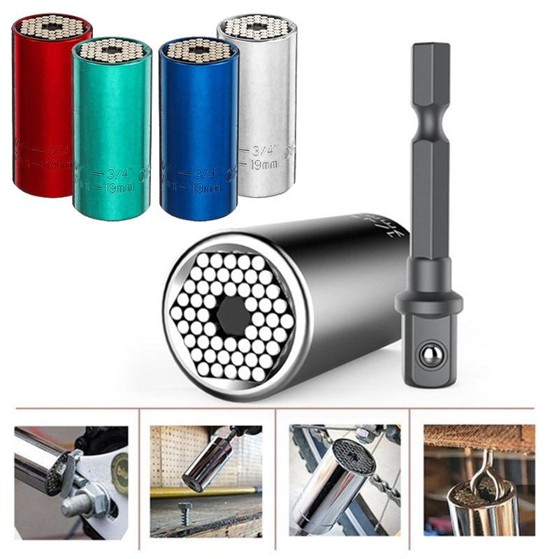 7-19mm Universal Sleeve Torque Wrench Head Set Socket Power Drill Ratchet Bushing Key Grip
