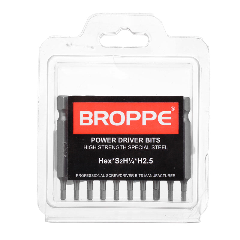BROPPE 10Pcs Magnetic Hexagon Hex Screwdriver Bits H1.5/H2/H2.5/H3/H4/H5/H6 1/4 Inch Hex Shank Screwdriver Set For Bosch