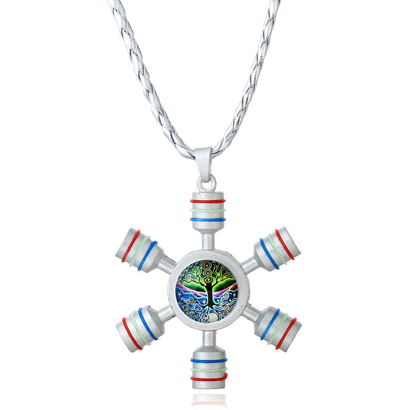 Unisex Fidget Spinner Pendant Necklace Tree of Life Chain for Women Men