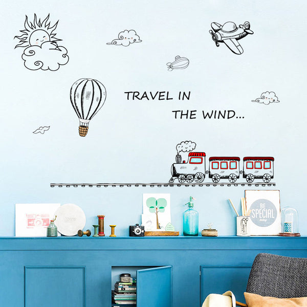 Miico FX82032 2PCS Cartoon Wall Stickers Small Train Painting Sticker Children's Room And Kindergarten Decoration Sticker