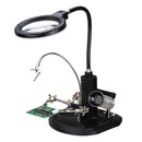 LED Light Soldering Iron Stand Holder Helping Hands Magnifying Glass Magnifier with 3 Arms + Solder Wire Bracket