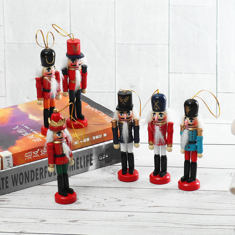 6pcs 12cm Wooden Nutcracker Doll Soldier Christmas Ornaments Xmas Gifts Decorations