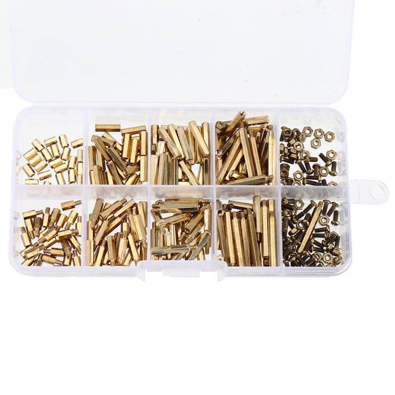 Suleve M2BH1 320Pcs M2 Male-Female Brass Hex Column Standoff Support Spacer Pillar for PCB Board