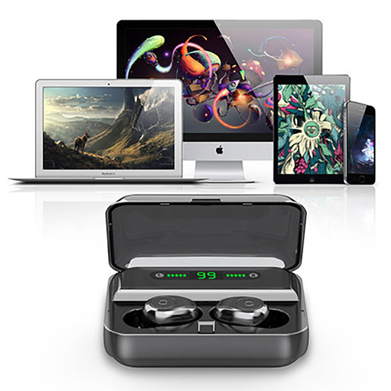F9 TWS bluetooth 5.0 Graphene Earphone Stereo Digital Display Wireless Headset With 1200mAh Power Bank