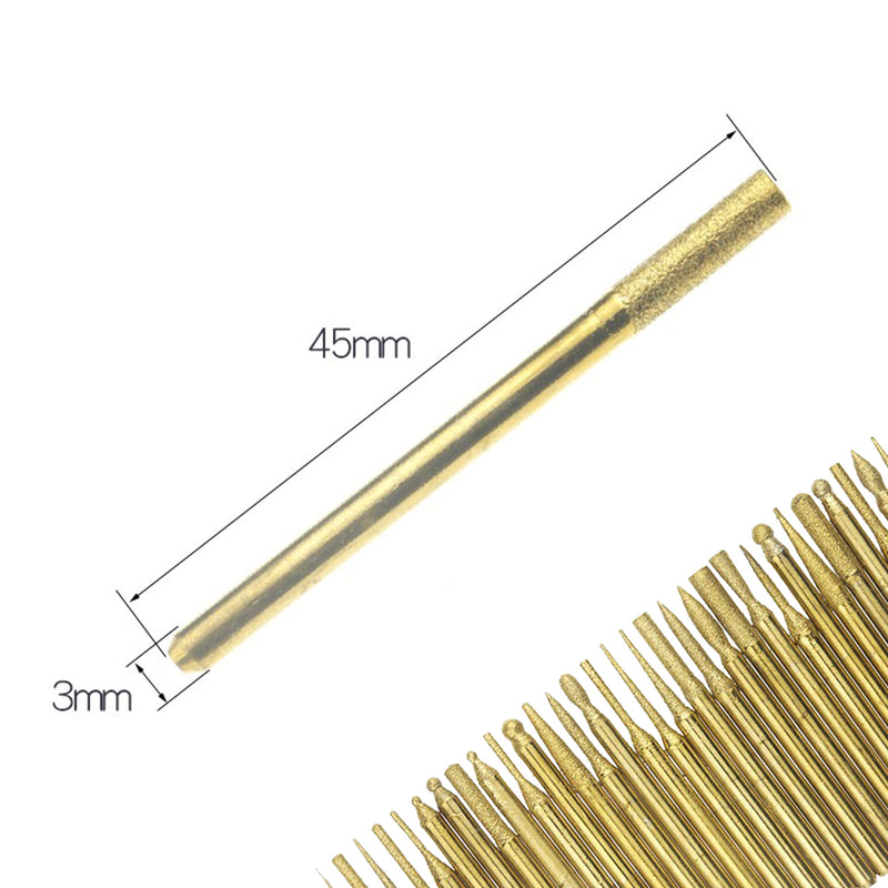 30pcs 3mm Titanium Diamond Grinding Head Grinder Drill Bit Abrasive Tool For Rotary Tool
