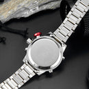 OHSEN AD1608 LED Display Outdoor Digital Watch 3ATM Waterproof Full Steel Quartz Watch