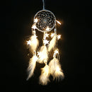 Handmade Dream Catcher Net With Feathers Beads Wall Hanging Decorations Stars String Lights
