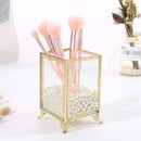 Geometric Glass Makeup Brush Jewelry Box Holder Makeup Organizer Desktop Cosmetic Storage Box Pearls Barrel