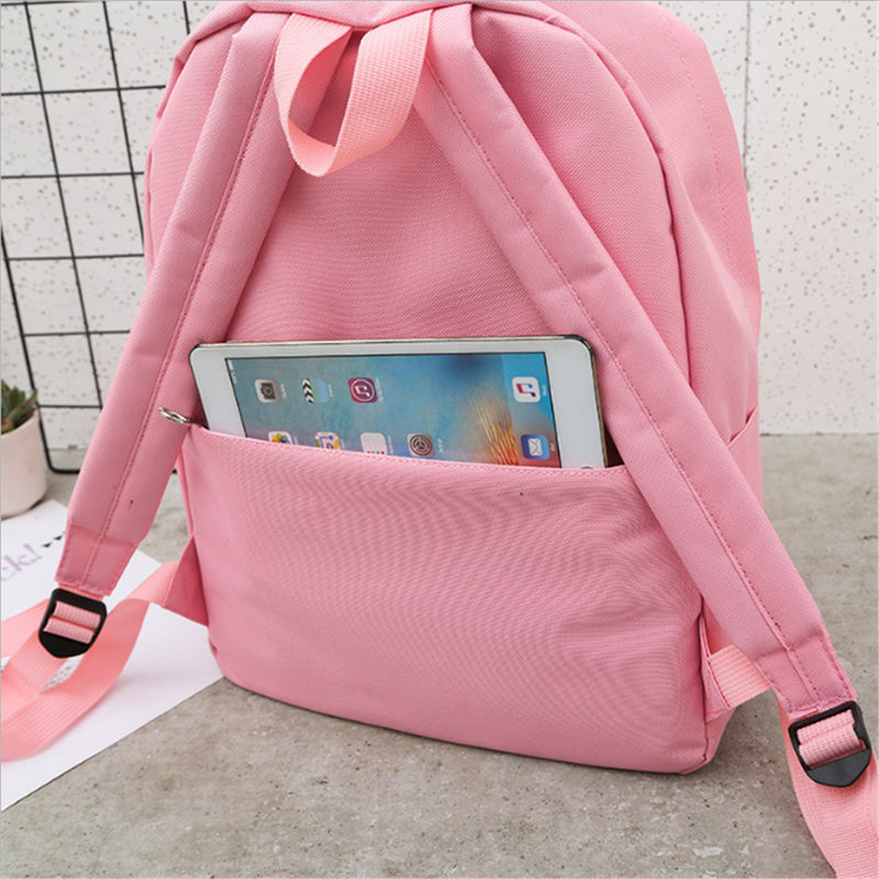 4Pcs/set Women Canvas Backpack Teenage Girls School Shoulder Bag Pen Bag Outdoor Travel