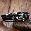 Trendy Leather Punk Skull Head Chain Vintage Men Bracelet Jewelry for Men