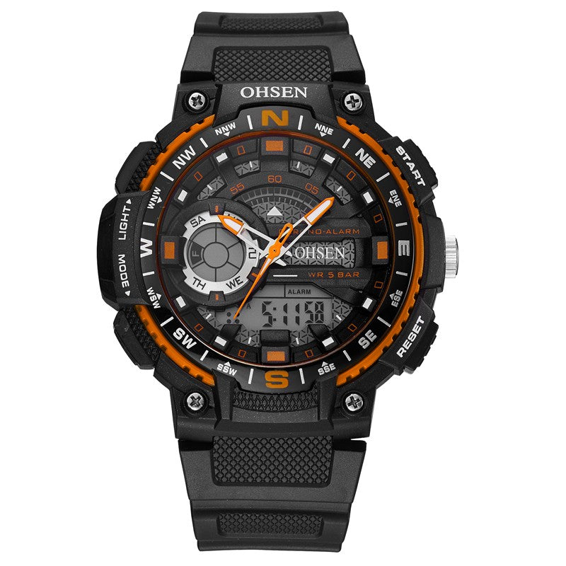 OHSEN AD1705 Digital Watch Dual Display Multifunction LED Sport Swimming Men Watch