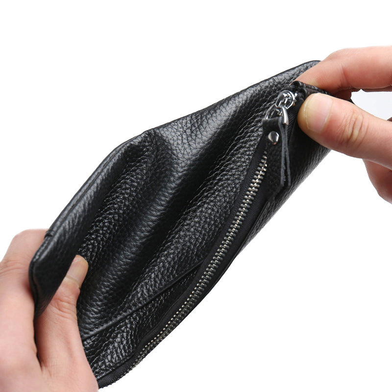 JINBAOLAI Luxury High Quality Genuine Leather Men Wallet Zipper Handbag Card Holder Coin Purse