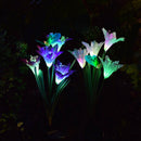 2Pcs/Set Waterproof LED Solar Stake Lily Flower Light Outdoor Garden Lawn Decorations