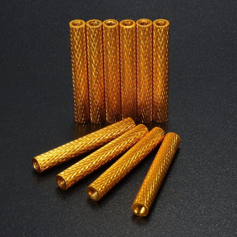 Suleve M3AS9 10Pcs M3 40mm Knurled Standoff Bolt Aluminum Alloy 6061 Anodized Spacer Multicolor