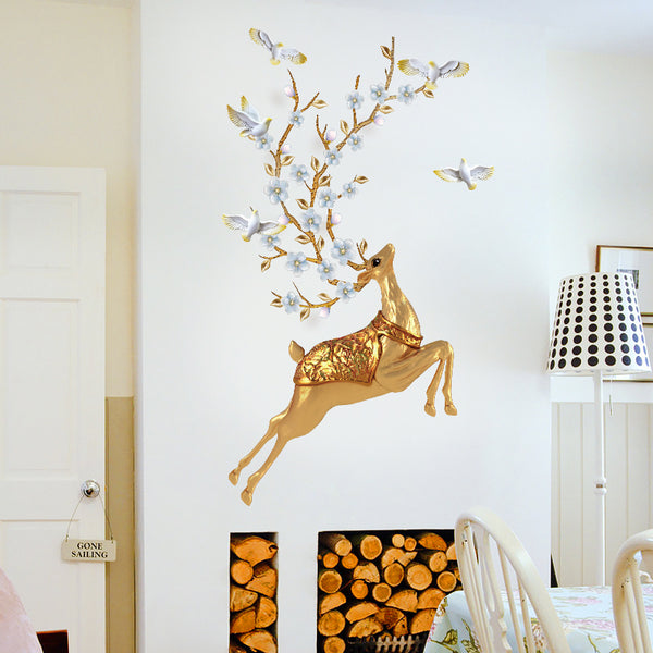 Miico SK9345 Golden Deer Painting Sticker Wall Sticker Home Decorative Sticker Removable Sticker