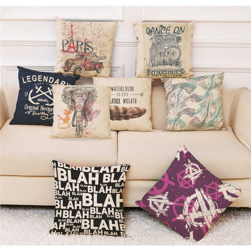 Concise Style Printed Cotton Pillow Case Square Decoration  Cushion Cover
