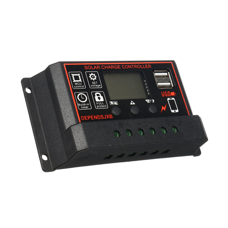 12v/24V Auto Solar Controller 10A-60A LCD Solar Charge Controller PWM Solar Panel Controller Solar Panel Battery Regulator With Dual USB Port