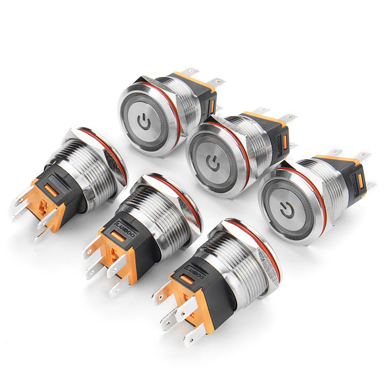 22mm 12V 24V 15A 3000W Metal Latching Switch Angel Halo LED Illuminated Power Switch