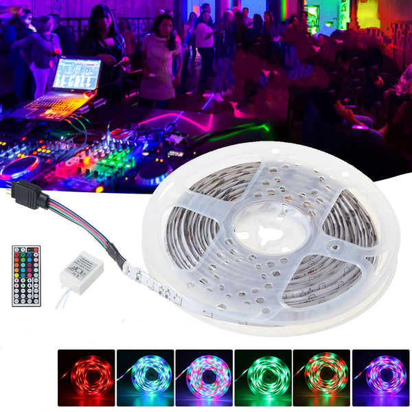 White Reel IP65 DC12V 24W 5M 2835 RGB 300 LED Strip Light + 44Keys IR Remote Control + Controller