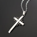 Trendy Silver Gold Men Cross Necklace Stainless Steel Charm Necklaces