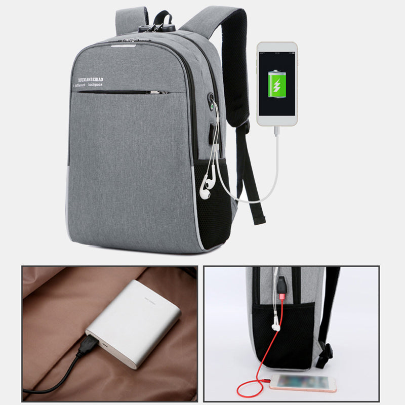 18L Men USB Anti-theft Backpack Rucksack 16inch Laptop Shoulder Bag With Headphone Hole Outdoor Travel