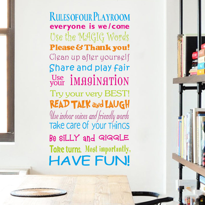 Miico FX1248 House Rules Wall Sticker Letter Proverbs Decorative Sticker Bedroom Decoration