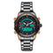 STRYVE S8020 LCD 5ATM Waterproof Week Display Full Steel Fashion Men Dual Display Digital Watch