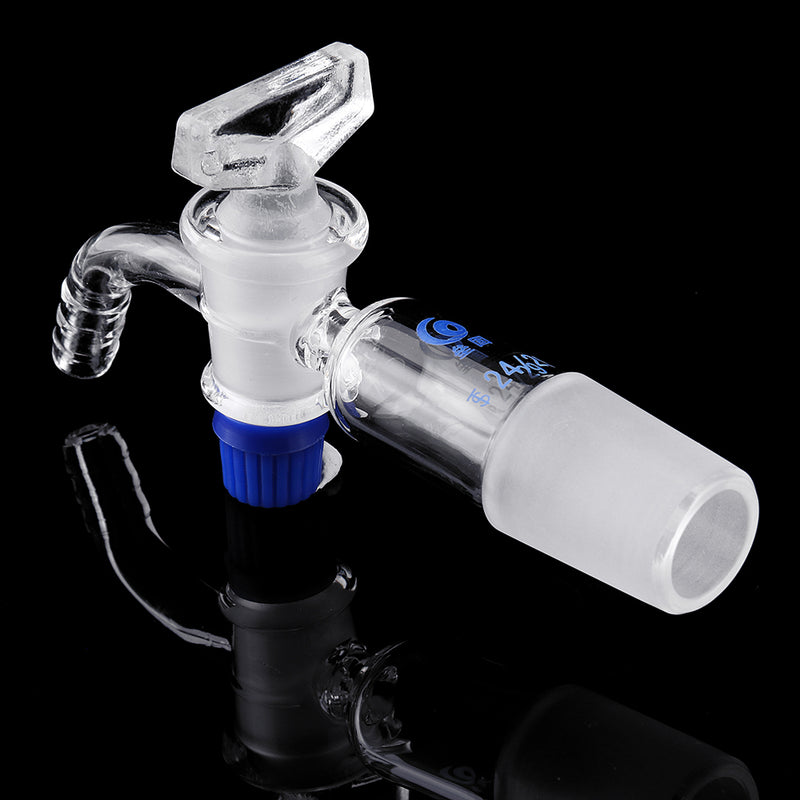 24/29Glass Adapter Vacuum Flow Control Adapter with Glass Stopcock Male Ground Joint to Right Angle Hose Connection