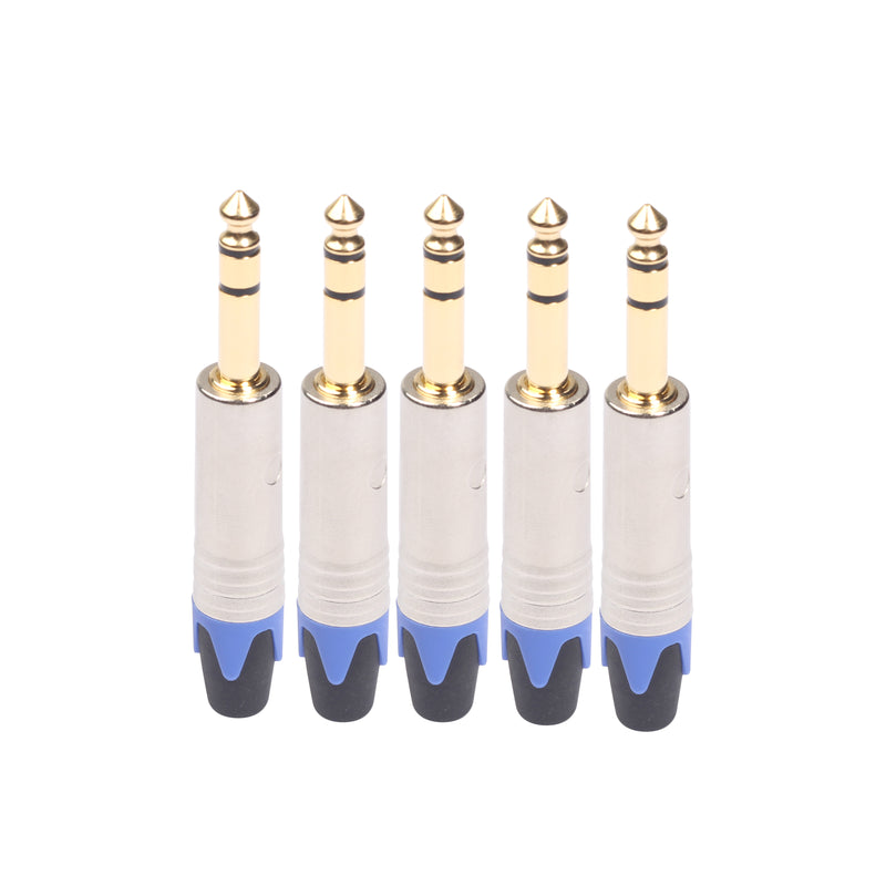 REXLIS Gold-Plated Audio Connector 6.35mm Jack Male Plug Stereo Connector To 6.5MM Female Connector for Microphone guitar TC203N 3 packs / 5 packs