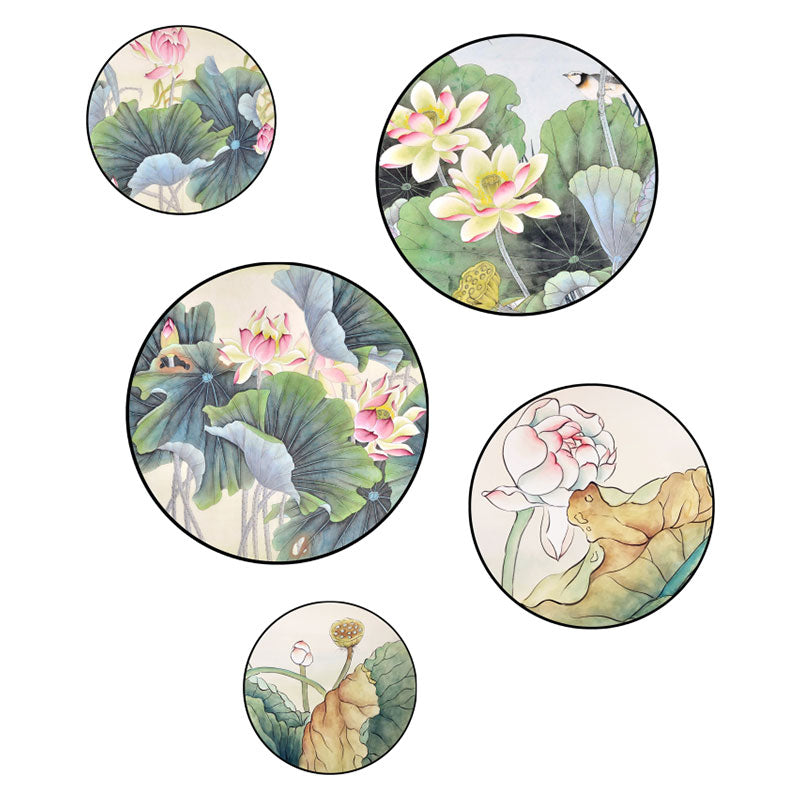 Miico FX82033 2PCS Lotus Painting Sticker Home Study Room Decorative Sticker Wall Sticker Combination Sticker