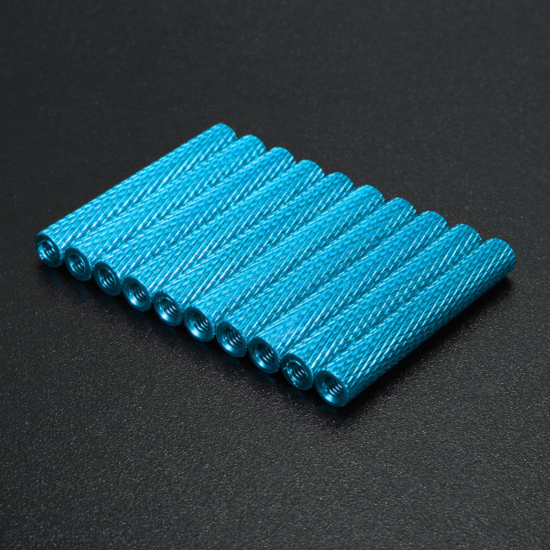 Suleve M3AS8 10Pcs M3 35mm Knurled Standoff Bolt Aluminum Alloy 6061 Anodized Spacer Multicolor
