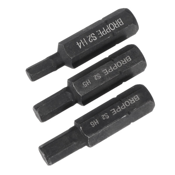 BROPPE 3pcs H4-H6 Hexagon Impact Screwdriver Bits 8mm Hex Shank 36mm Hexagon Screwdriver Bits Set