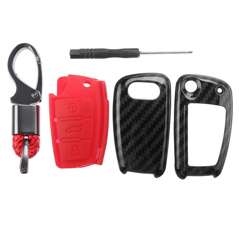 Plastic+Silicone Car Key Case Protector Cover Remote Control Fob for Audi Q3 A1 S3 Q7 A5 TT TTS