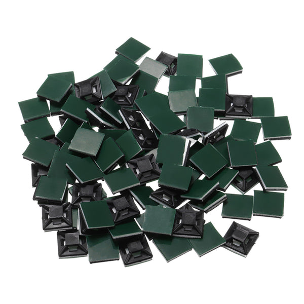 100Pcs Black Self Adhesive Cable Tie Base Holder Sticky Socket