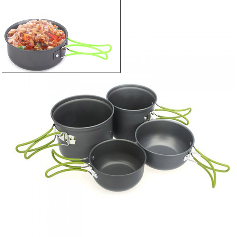 2-3 Person Non-Stick Aluminum Cookware Set Pot Bowl Outdoor Hiking Camping Cooking Picnic Tableware