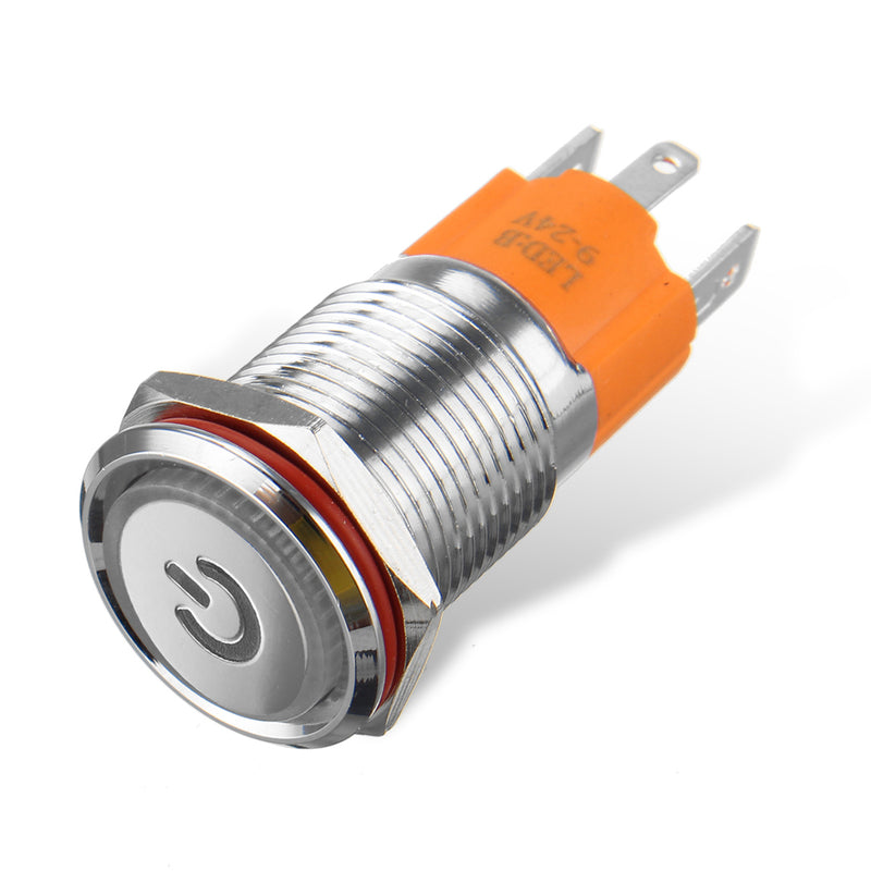 3000W 3 Pin Metal Latching Illuminated LED Switch Push Button Switch Waterproof Self-locking
