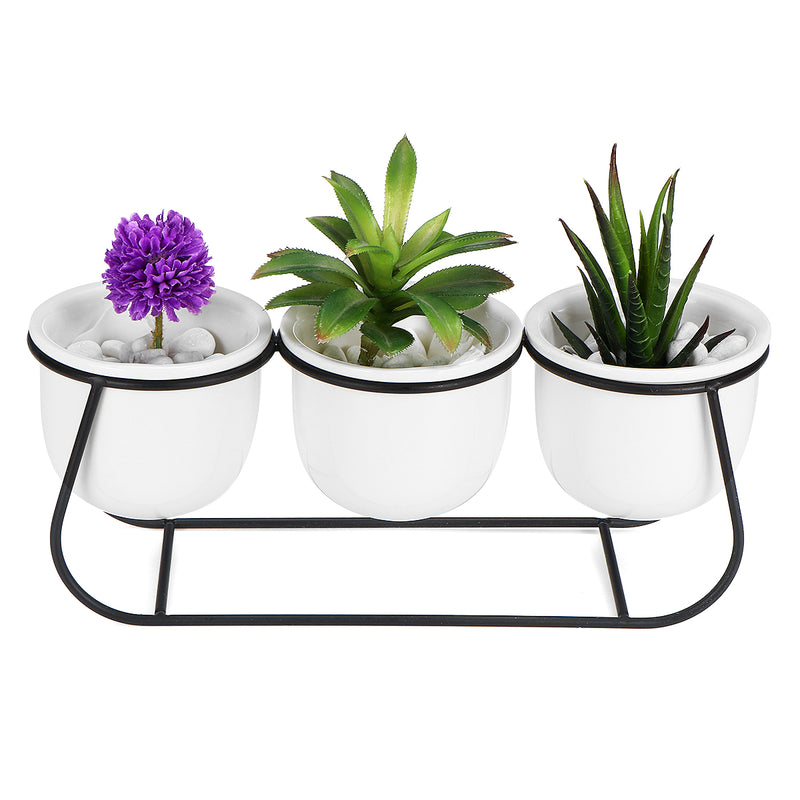 Ceramic Succulent Plant Flower Pot Bonsai Holder Home Tabletop Garden Decor With Stand